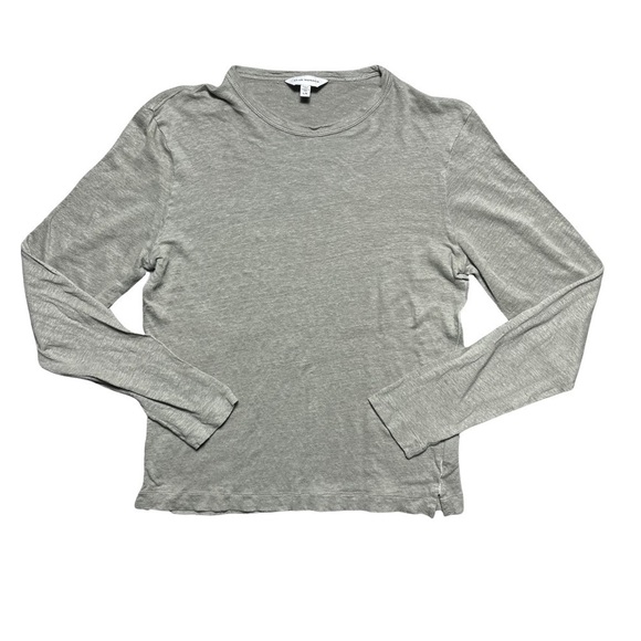 Club Monaco Gray Long Sleeve Linen Tee L - Picture 1 of 8